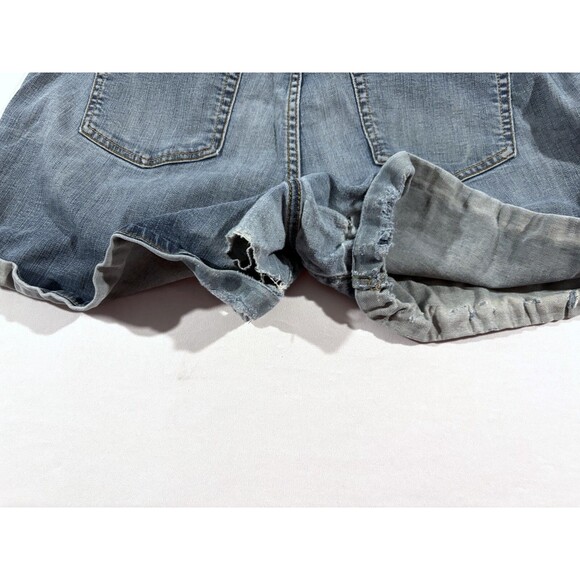 Torrid Blue Mid Rise Short Short Denim Rolled Distressed Jeans Shorts Sz 18 Hole - Picture 8 of 13
